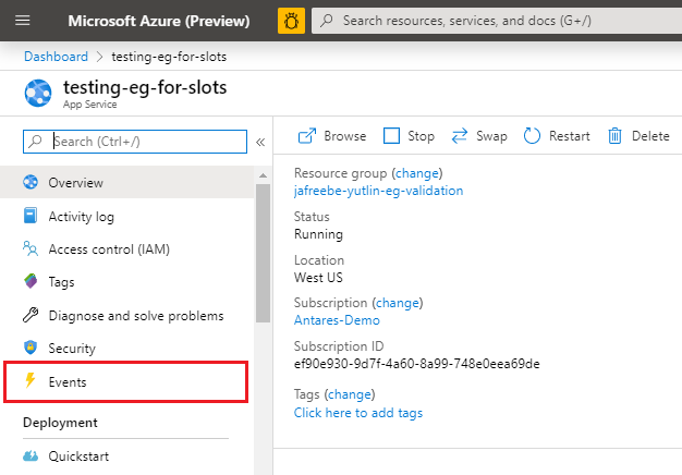 Webapps event button