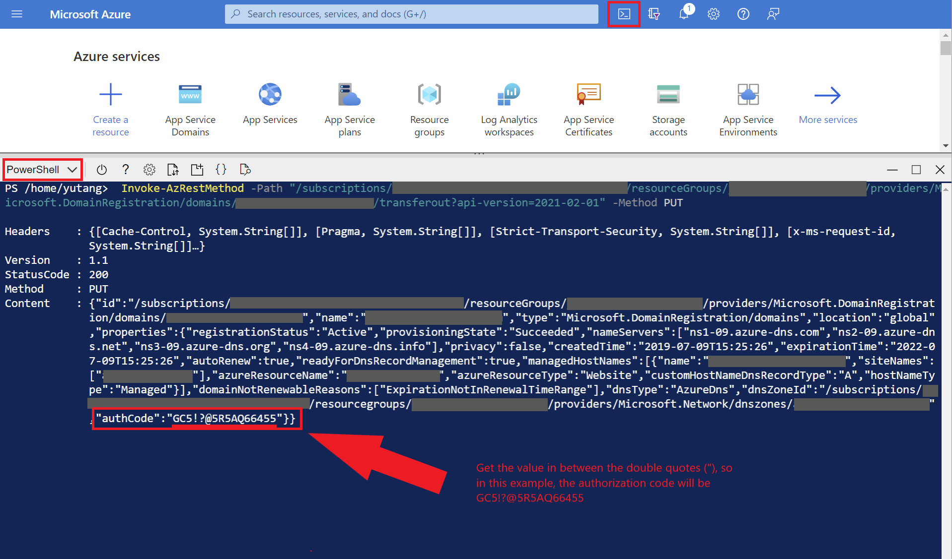Cloud Shell Transfer Out