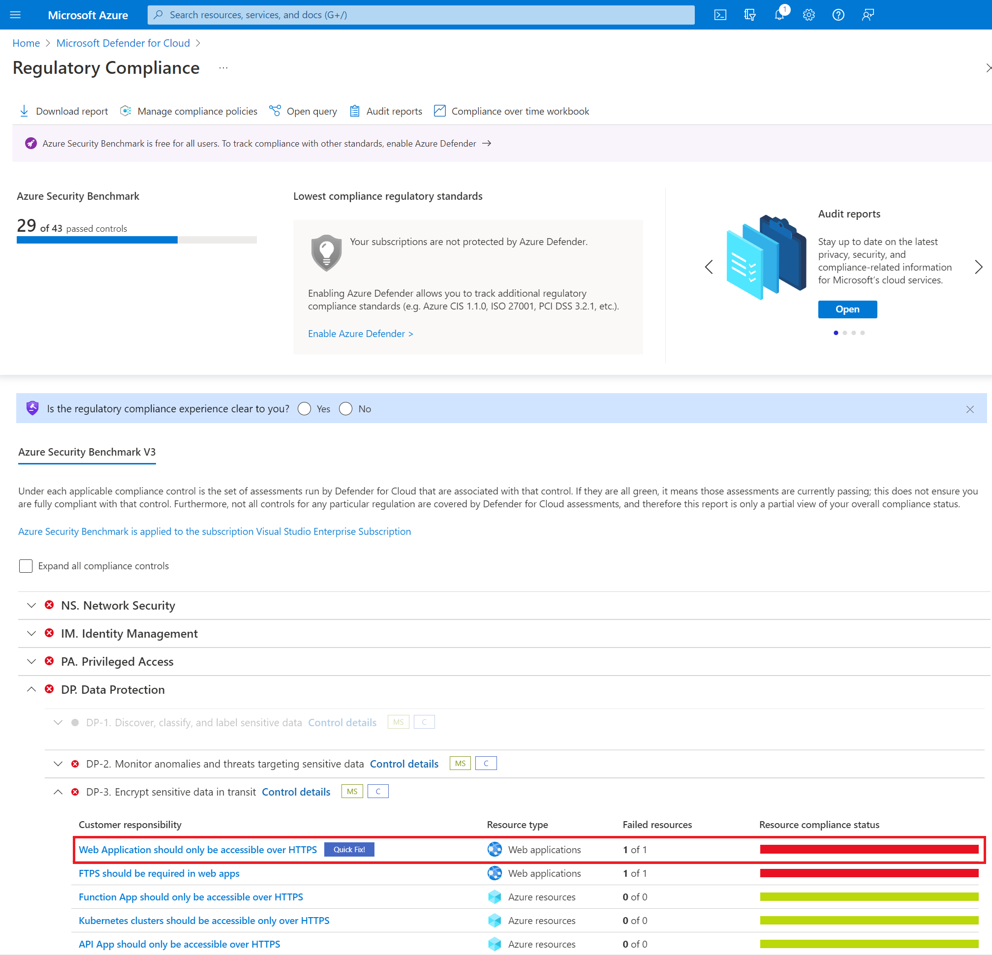 Defender for Cloud compliance sample