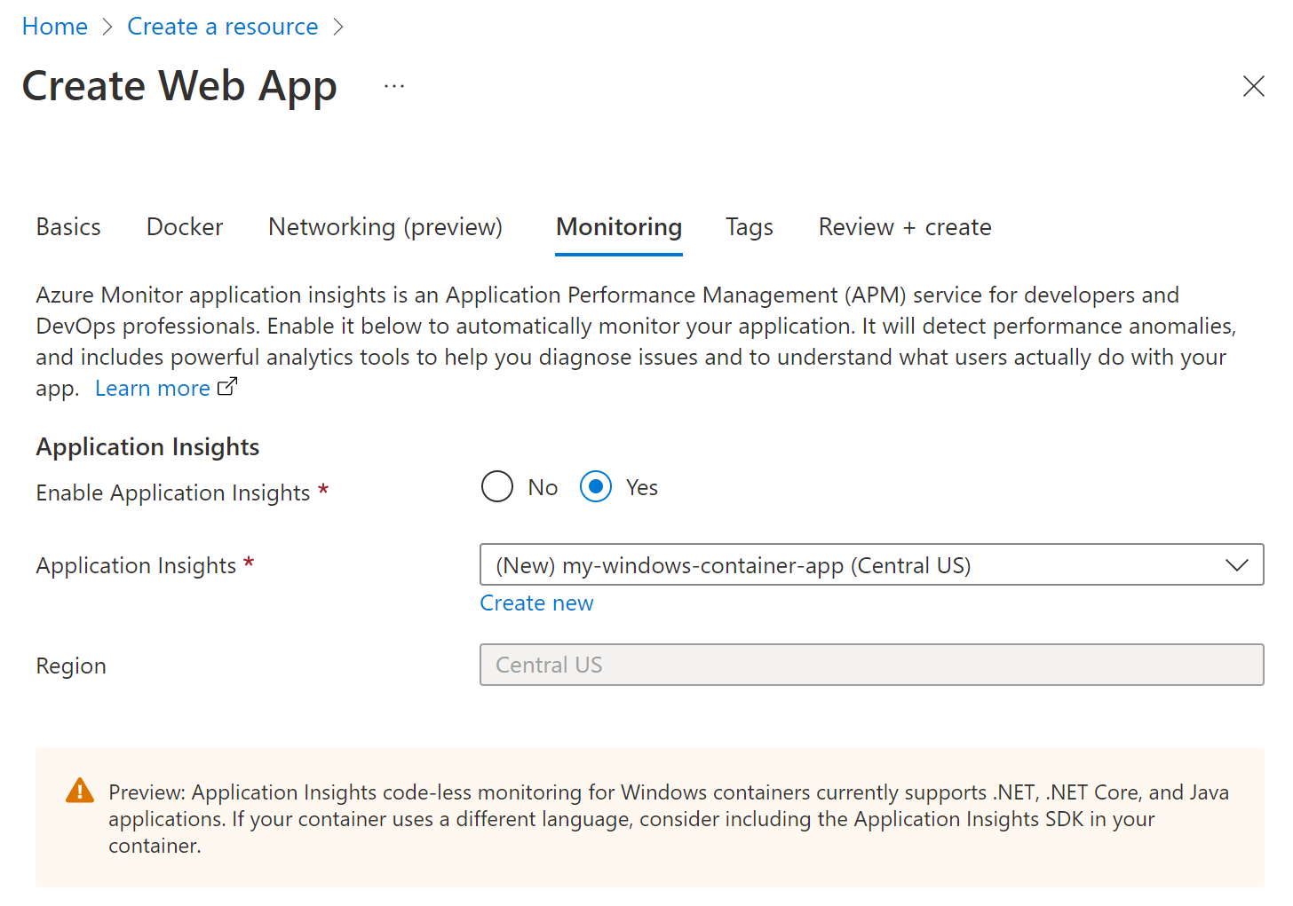 Enabling App Insights